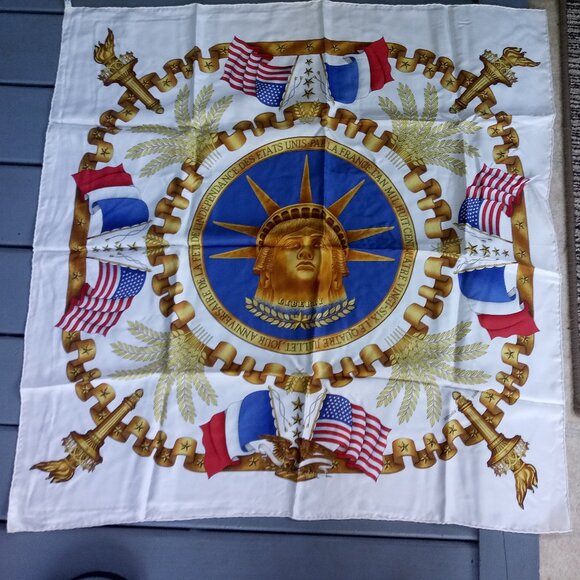 HERMES Vintage Silk Scarf “Statue Of Liberty” Centennial - Picture 1 of 8